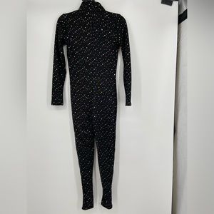 Spirit, Adult Halloween Costume. Cat suit w/ Rhinestones,front zipper, sz small‎